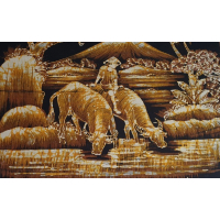 Batik scène op spierraam